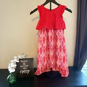 Faded Glory Red and Pink Flutter Sleeve Sundress